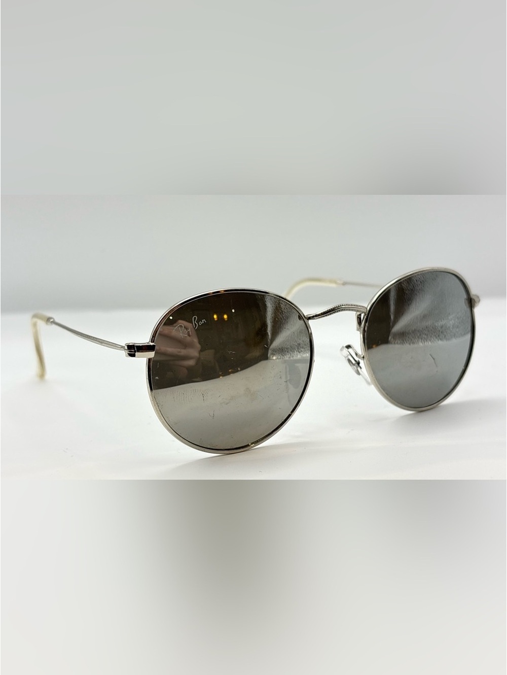 Vintage Ray Ban RB63447 Silver Oval Metal Sunglasses Frames Italy